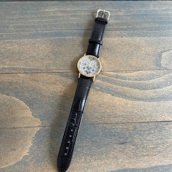 XOXO Geometric Analog Quartz w/ Black Leather Strap XO3461 Womens Watch (F8) - Picture 2 of 7